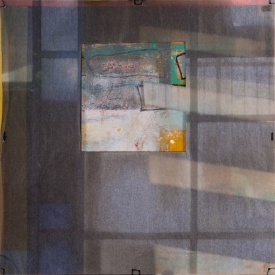 PASSAGES 23 (vellum 1 side 1) (2015) by Lisa Pressman / 12"x12" / Oil, photography on tissue and vellum