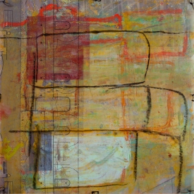 PASSAGES 25 (vellum 3 side 2) (2015) by Lisa Pressman / 12"x12" / Oil, photography on tissue and vellum